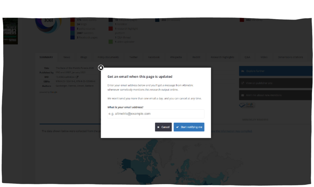 a pop up option on a webpage on a web browser