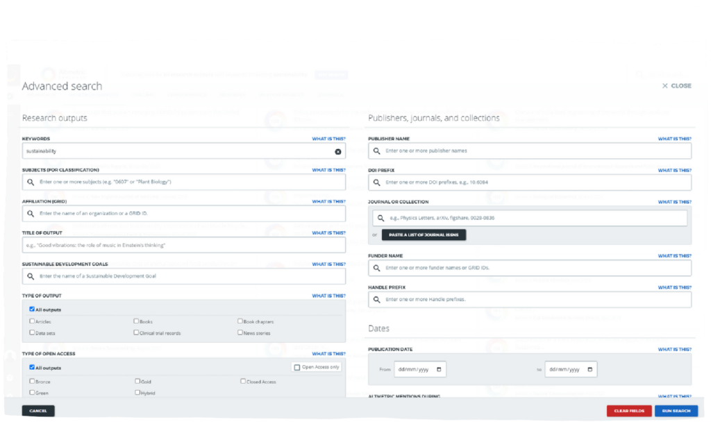 a selection menu on a web browser